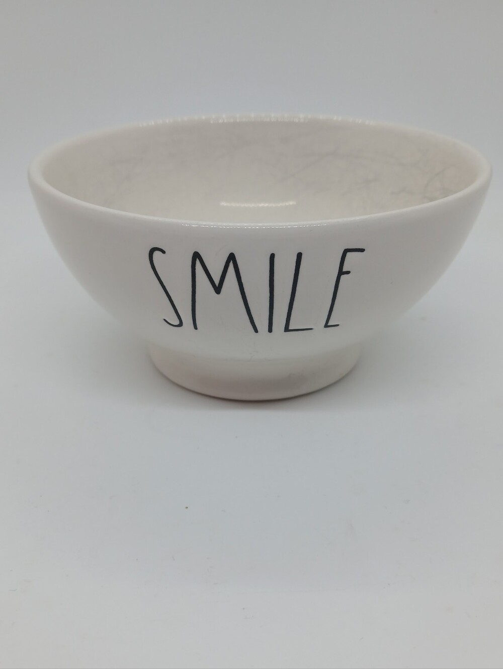 Rae Dunn SMILE Ceramic Footed Bowl White Magenta Artisan Collection